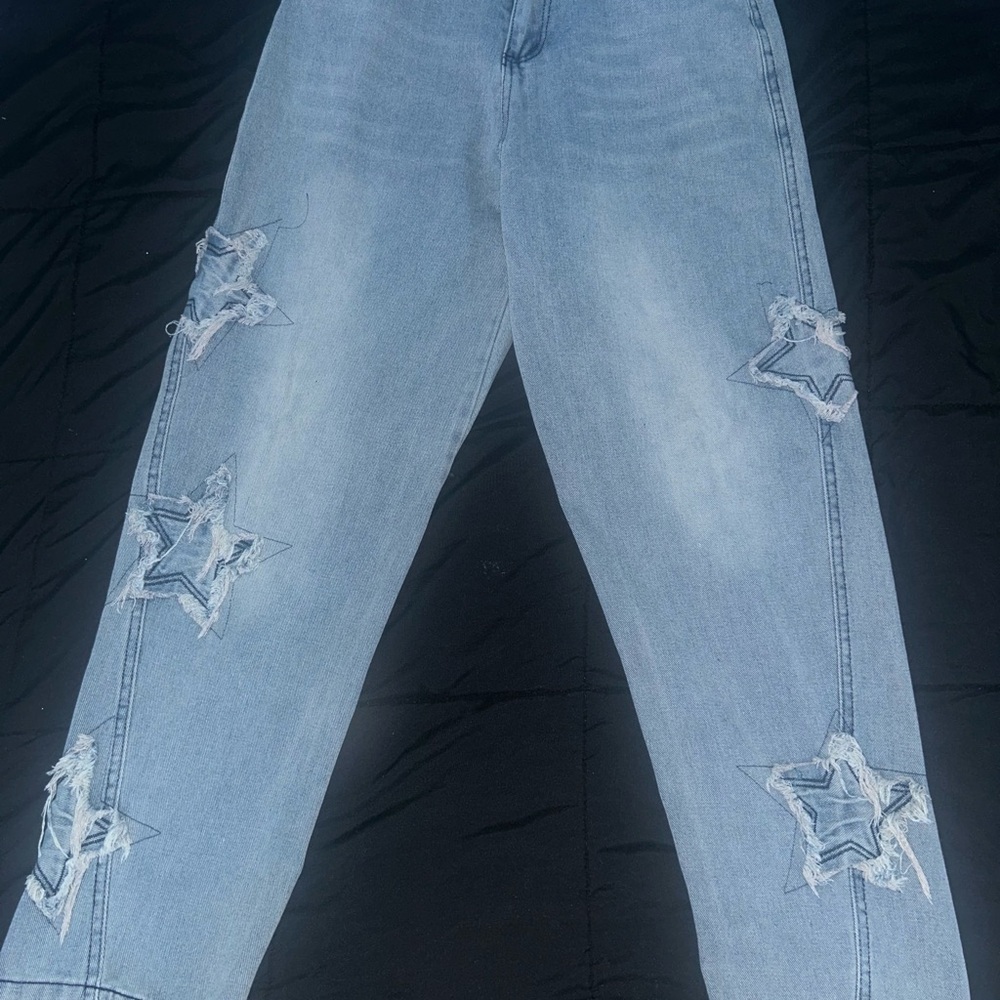 Star Embellished Light Blue Women's Jeans